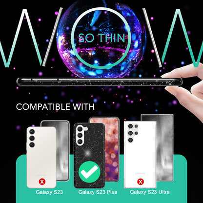 NALIA Glitzerhülle für Samsung Galaxy S23 Plus – Funkelnder Glitzer-Look & Grip – SHINEPOP (Silikon Case) – Marke aus Berlin
