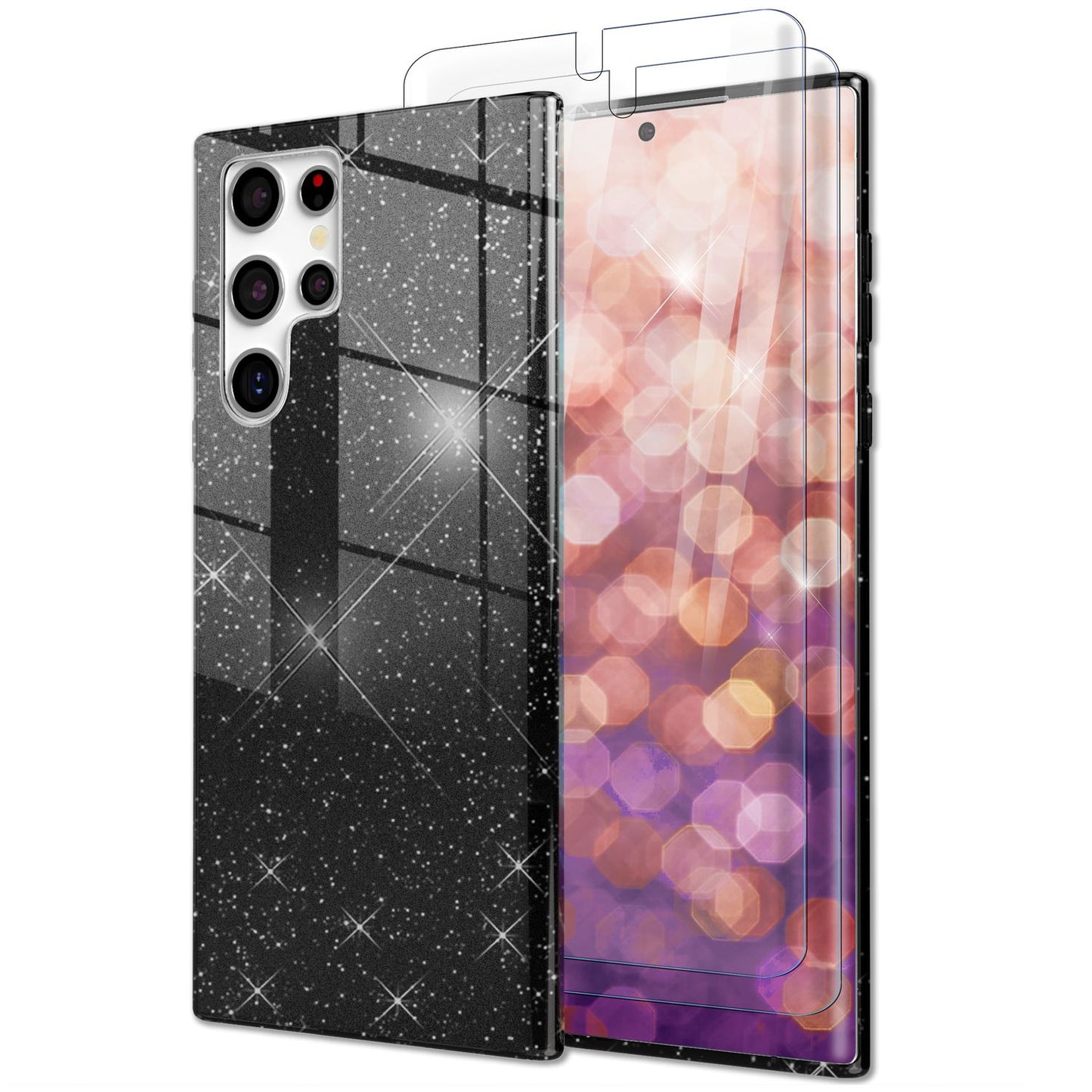 NALIA Glitzerhülle für Samsung Galaxy S23 Ultra – Funkelnder Glitzer-Look & Grip – SHINEPOP (Silikon Case) – Marke aus Berlin
