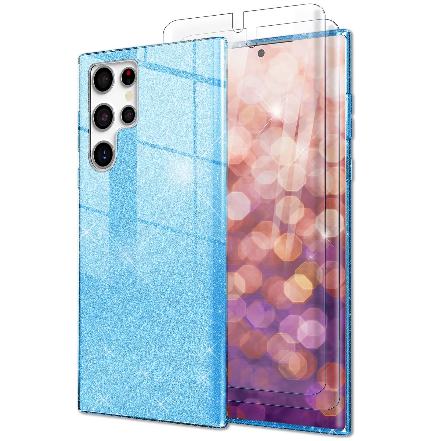 NALIA Glitzerhülle für Samsung Galaxy S23 Ultra – Funkelnder Glitzer-Look & Grip – SHINEPOP (Silikon Case) – Marke aus Berlin