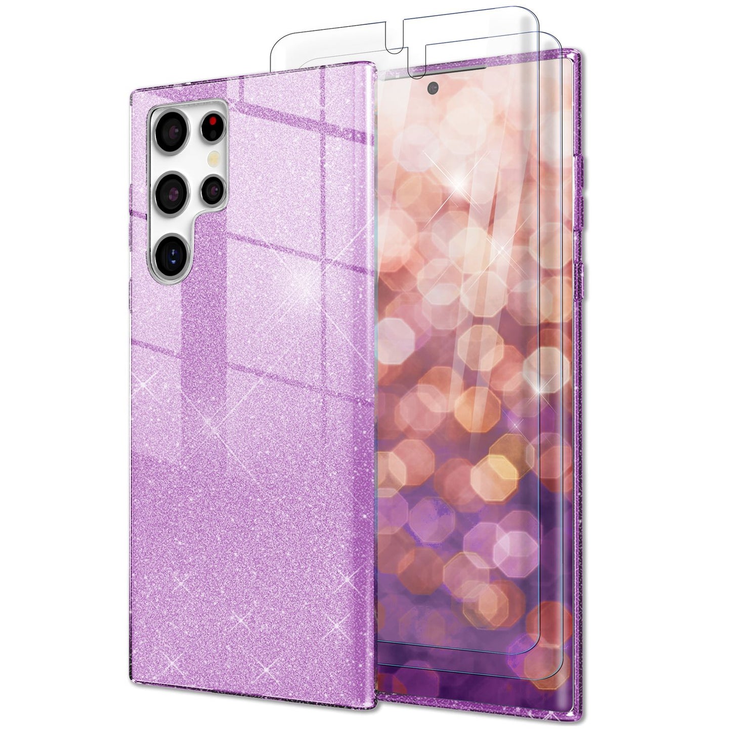 NALIA Glitzerhülle für Samsung Galaxy S23 Ultra – Funkelnder Glitzer-Look & Grip – SHINEPOP (Silikon Case) – Marke aus Berlin