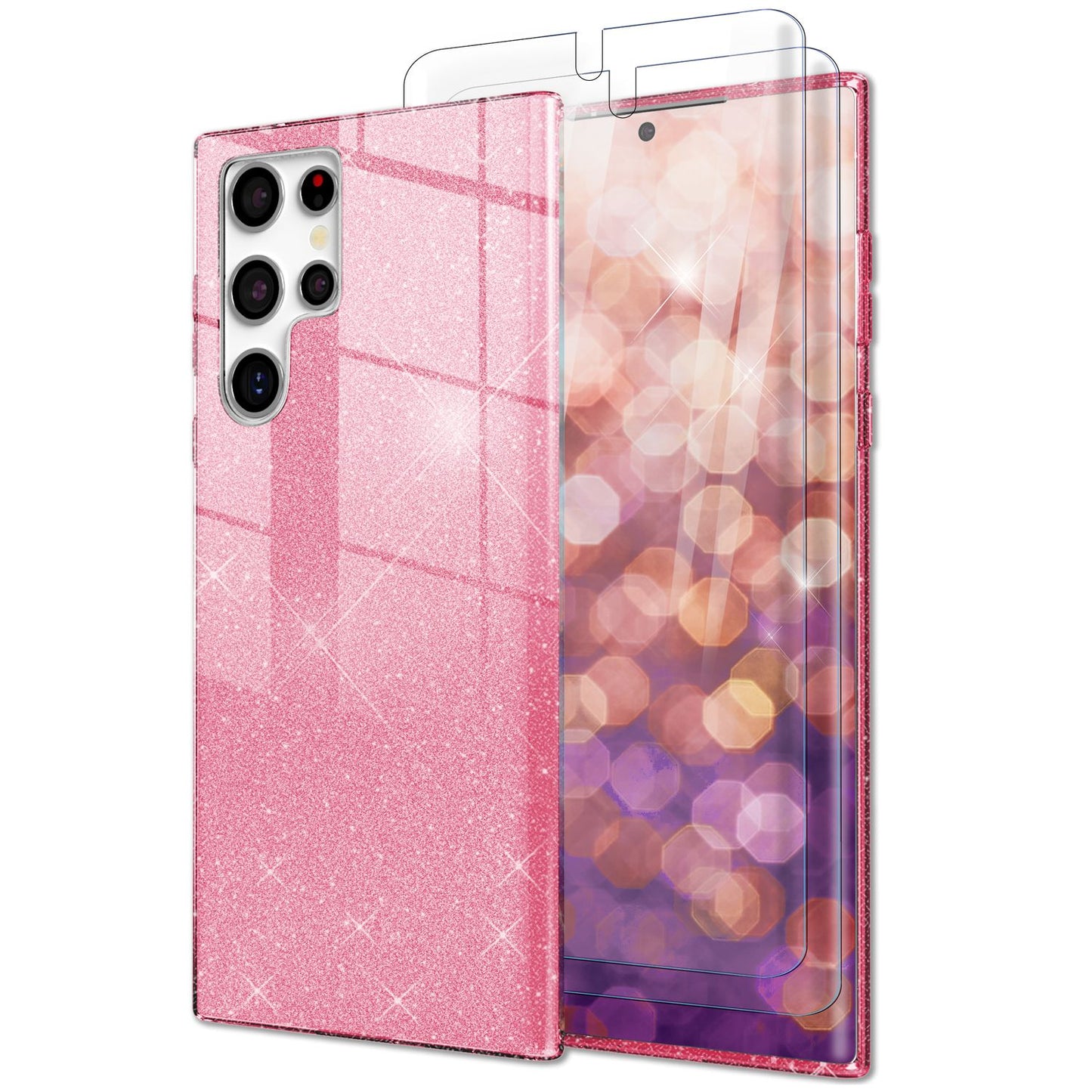 NALIA Glitzerhülle für Samsung Galaxy S23 Ultra – Funkelnder Glitzer-Look & Grip – SHINEPOP (Silikon Case) – Marke aus Berlin