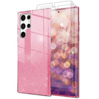 NALIA Glitzerhülle für Samsung Galaxy S23 Ultra – Funkelnder Glitzer-Look & Grip – SHINEPOP (Silikon Case) – Marke aus Berlin