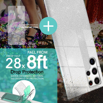 NALIA Glitzerhülle für Samsung Galaxy S23 Ultra – Funkelnder Glitzer-Look & Grip – SHINEPOP (Silikon Case) – Marke aus Berlin