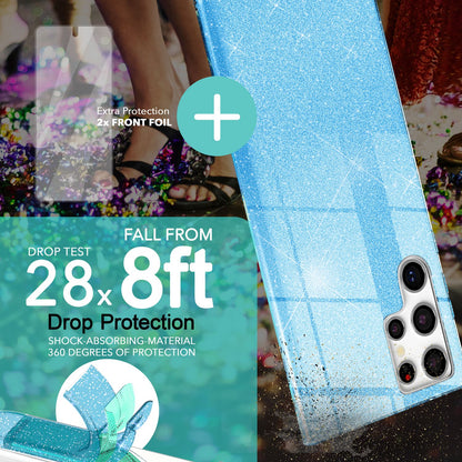 NALIA Glitzerhülle für Samsung Galaxy S23 Ultra – Funkelnder Glitzer-Look & Grip – SHINEPOP (Silikon Case) – Marke aus Berlin
