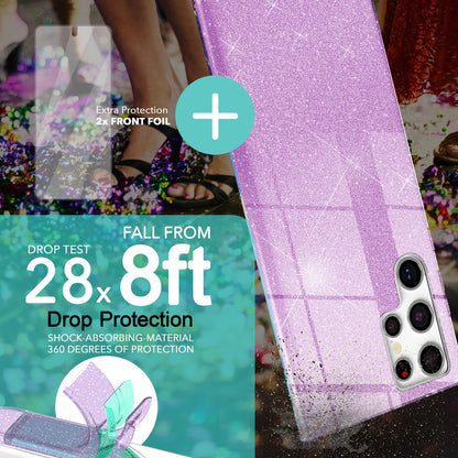 NALIA Glitzerhülle für Samsung Galaxy S23 Ultra – Funkelnder Glitzer-Look & Grip – SHINEPOP (Silikon Case) – Marke aus Berlin