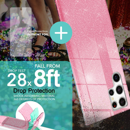 NALIA Glitzerhülle für Samsung Galaxy S23 Ultra – Funkelnder Glitzer-Look & Grip – SHINEPOP (Silikon Case) – Marke aus Berlin