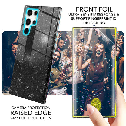 NALIA Glitzerhülle für Samsung Galaxy S23 Ultra – Funkelnder Glitzer-Look & Grip – SHINEPOP (Silikon Case) – Marke aus Berlin