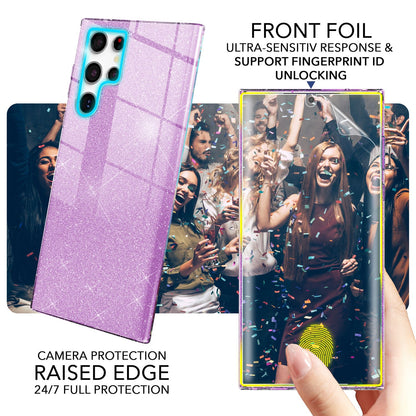 NALIA Glitzerhülle für Samsung Galaxy S23 Ultra – Funkelnder Glitzer-Look & Grip – SHINEPOP (Silikon Case) – Marke aus Berlin