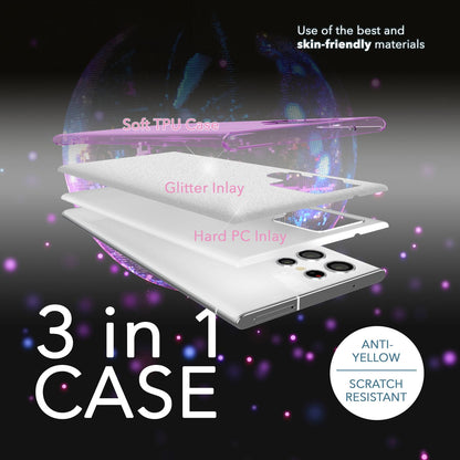 NALIA Glitzerhülle für Samsung Galaxy S23 Ultra – Funkelnder Glitzer-Look & Grip – SHINEPOP (Silikon Case) – Marke aus Berlin