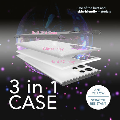 NALIA Glitzerhülle für Samsung Galaxy S23 Ultra – Funkelnder Glitzer-Look & Grip – SHINEPOP (Silikon Case) – Marke aus Berlin