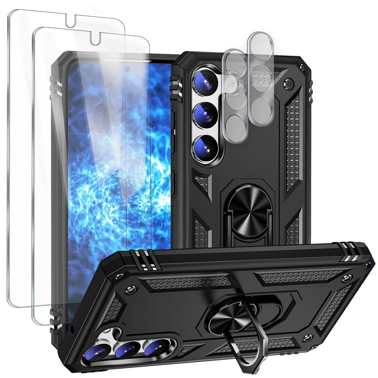 NALIA Panzerhülle für Samsung Galaxy S23 – Ring-Ständer 360° & Magnet-Halterung Kompatibel – RINGDEFEND (Stoßfestes Outdoor Case) – Marke aus Berlin