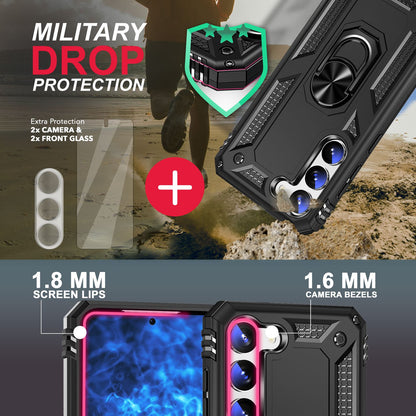 NALIA Panzerhülle für Samsung Galaxy S23 – Ring-Ständer 360° & Magnet-Halterung Kompatibel – RINGDEFEND (Stoßfestes Outdoor Case) – Marke aus Berlin