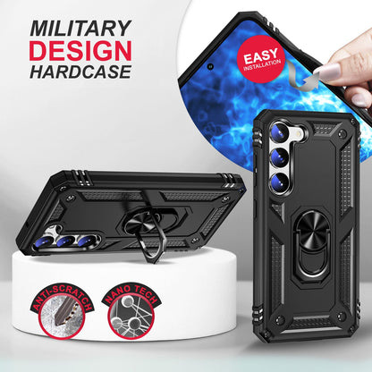 NALIA Panzerhülle für Samsung Galaxy S23 – Ring-Ständer 360° & Magnet-Halterung Kompatibel – RINGDEFEND (Stoßfestes Outdoor Case) – Marke aus Berlin