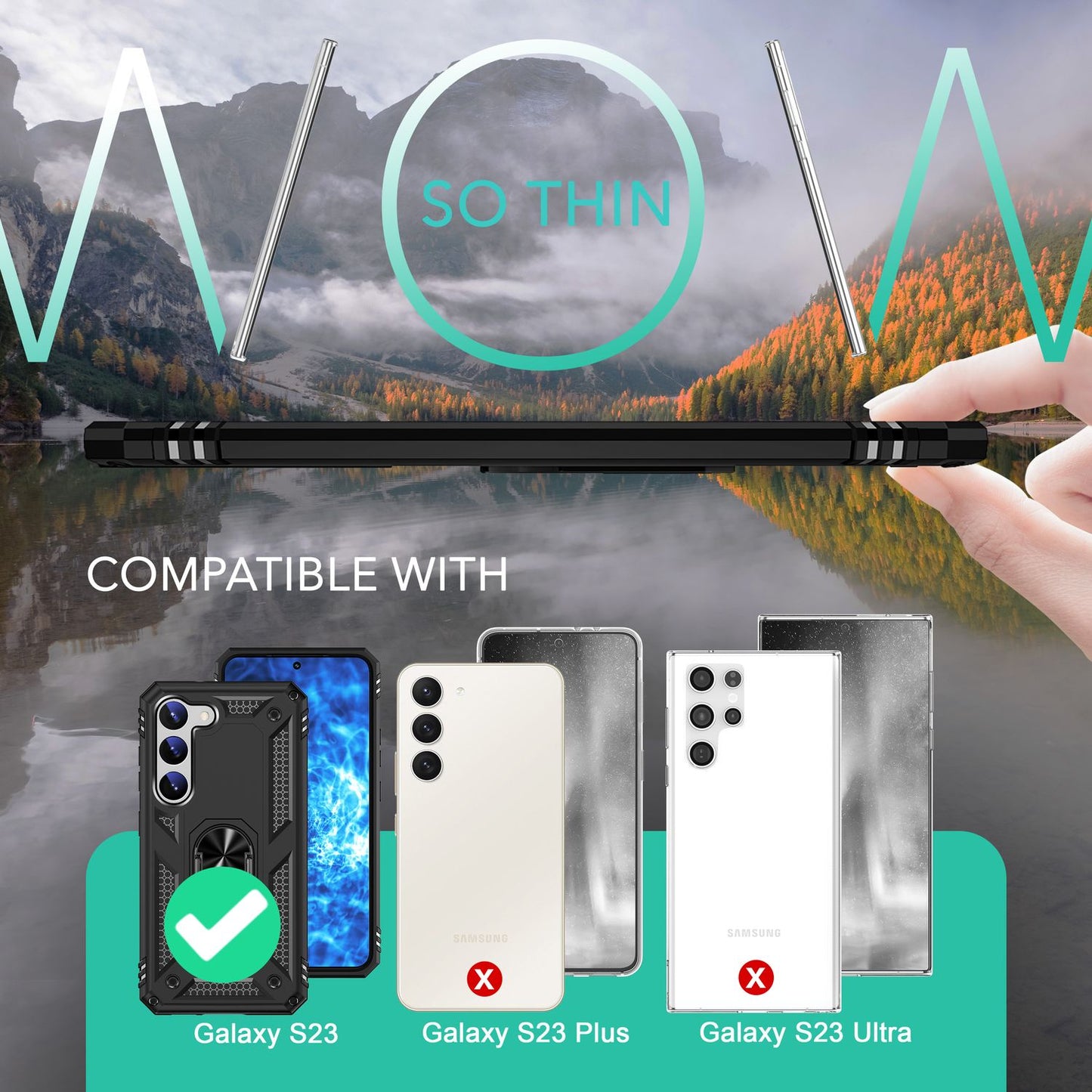 NALIA Panzerhülle für Samsung Galaxy S23 – Ring-Ständer 360° & Magnet-Halterung Kompatibel – RINGDEFEND (Stoßfestes Outdoor Case) – Marke aus Berlin