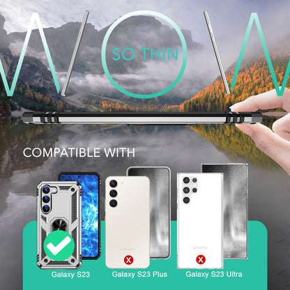 NALIA Panzerhülle für Samsung Galaxy S23 – Ring-Ständer 360° & Magnet-Halterung Kompatibel – RINGDEFEND (Stoßfestes Outdoor Case) – Marke aus Berlin