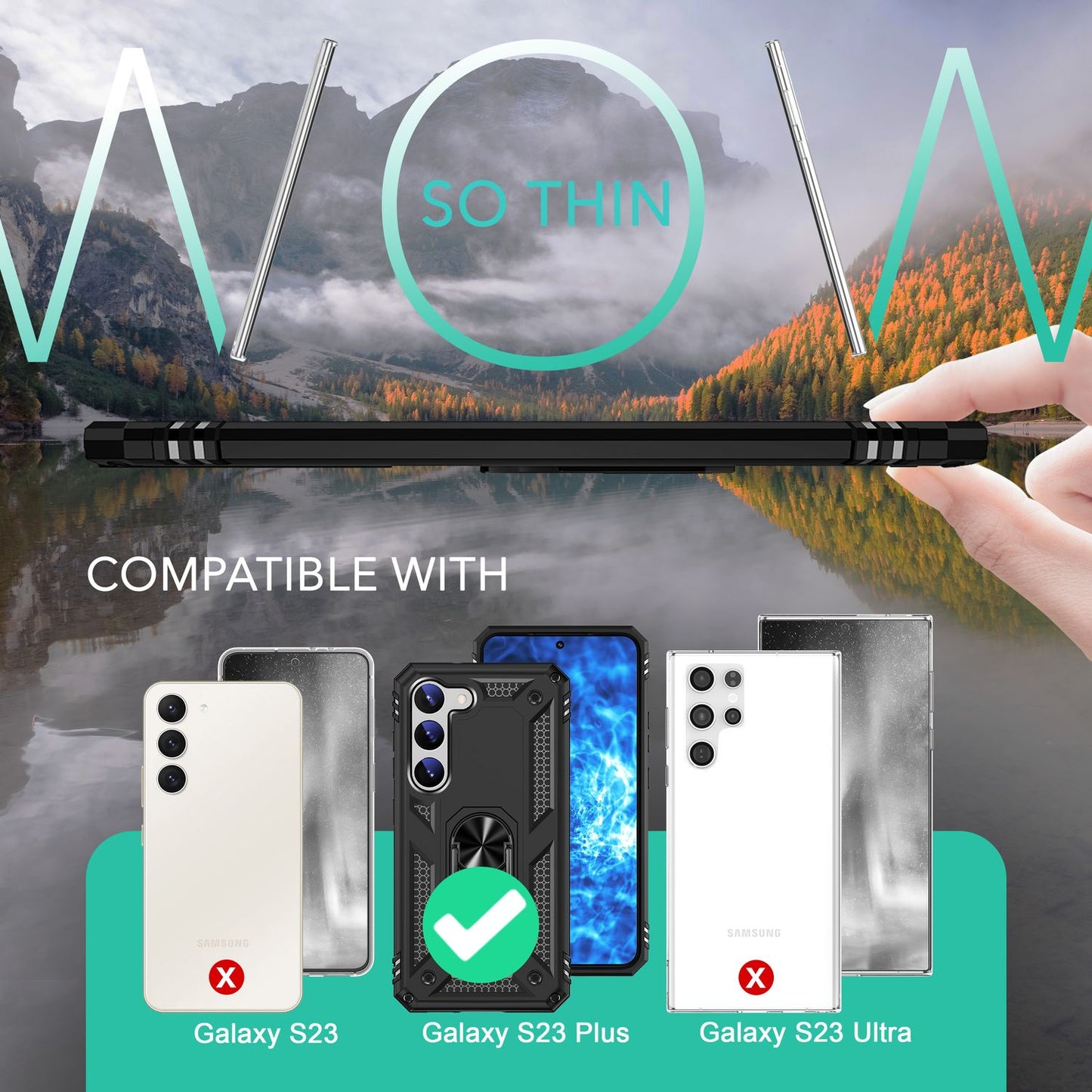 NALIA Panzerhülle für Samsung Galaxy S23 Plus – Ring-Ständer 360° & Magnet-Halterung Kompatibel – RINGDEFEND (Stoßfestes Outdoor Case) – Marke aus Berlin