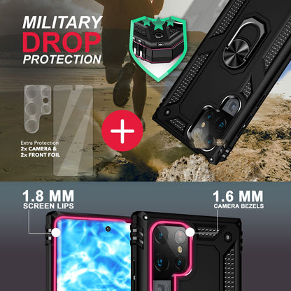 NALIA Panzerhülle für Samsung Galaxy S23 Ultra – Ring-Ständer 360° & Magnet-Halterung Kompatibel – RINGDEFEND (Stoßfestes Outdoor Case) – Marke aus Berlin