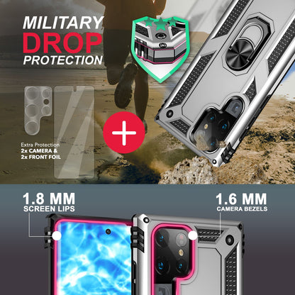 NALIA Panzerhülle für Samsung Galaxy S23 Ultra – Ring-Ständer 360° & Magnet-Halterung Kompatibel – RINGDEFEND (Stoßfestes Outdoor Case) – Marke aus Berlin