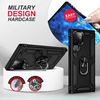 NALIA Panzerhülle für Samsung Galaxy S23 Ultra – Ring-Ständer 360° & Magnet-Halterung Kompatibel – RINGDEFEND (Stoßfestes Outdoor Case) – Marke aus Berlin