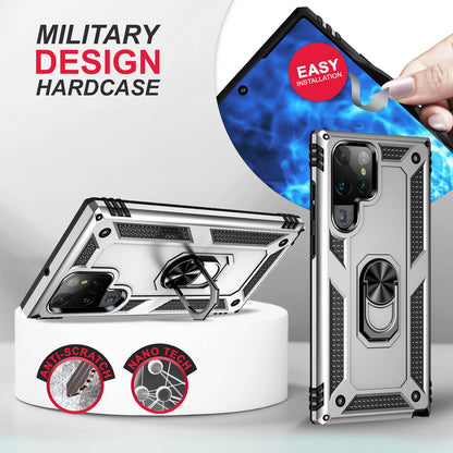 NALIA Panzerhülle für Samsung Galaxy S23 Ultra – Ring-Ständer 360° & Magnet-Halterung Kompatibel – RINGDEFEND (Stoßfestes Outdoor Case) – Marke aus Berlin