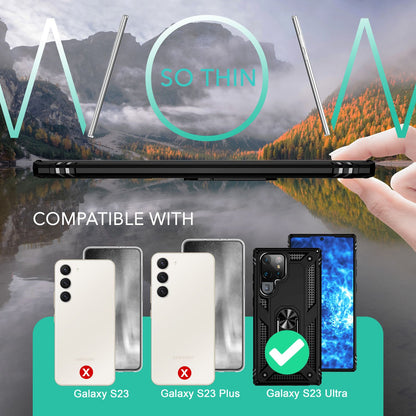 NALIA Panzerhülle für Samsung Galaxy S23 Ultra – Ring-Ständer 360° & Magnet-Halterung Kompatibel – RINGDEFEND (Stoßfestes Outdoor Case) – Marke aus Berlin