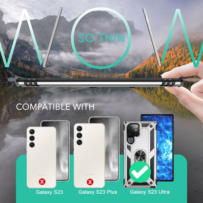 NALIA Panzerhülle für Samsung Galaxy S23 Ultra – Ring-Ständer 360° & Magnet-Halterung Kompatibel – RINGDEFEND (Stoßfestes Outdoor Case) – Marke aus Berlin