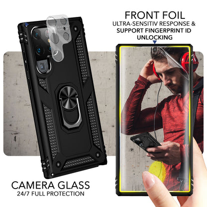 NALIA Panzerhülle für Samsung Galaxy S23 Ultra – Ring-Ständer 360° & Magnet-Halterung Kompatibel – RINGDEFEND (Stoßfestes Outdoor Case) – Marke aus Berlin
