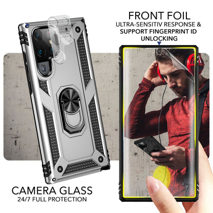 NALIA Panzerhülle für Samsung Galaxy S23 Ultra – Ring-Ständer 360° & Magnet-Halterung Kompatibel – RINGDEFEND (Stoßfestes Outdoor Case) – Marke aus Berlin