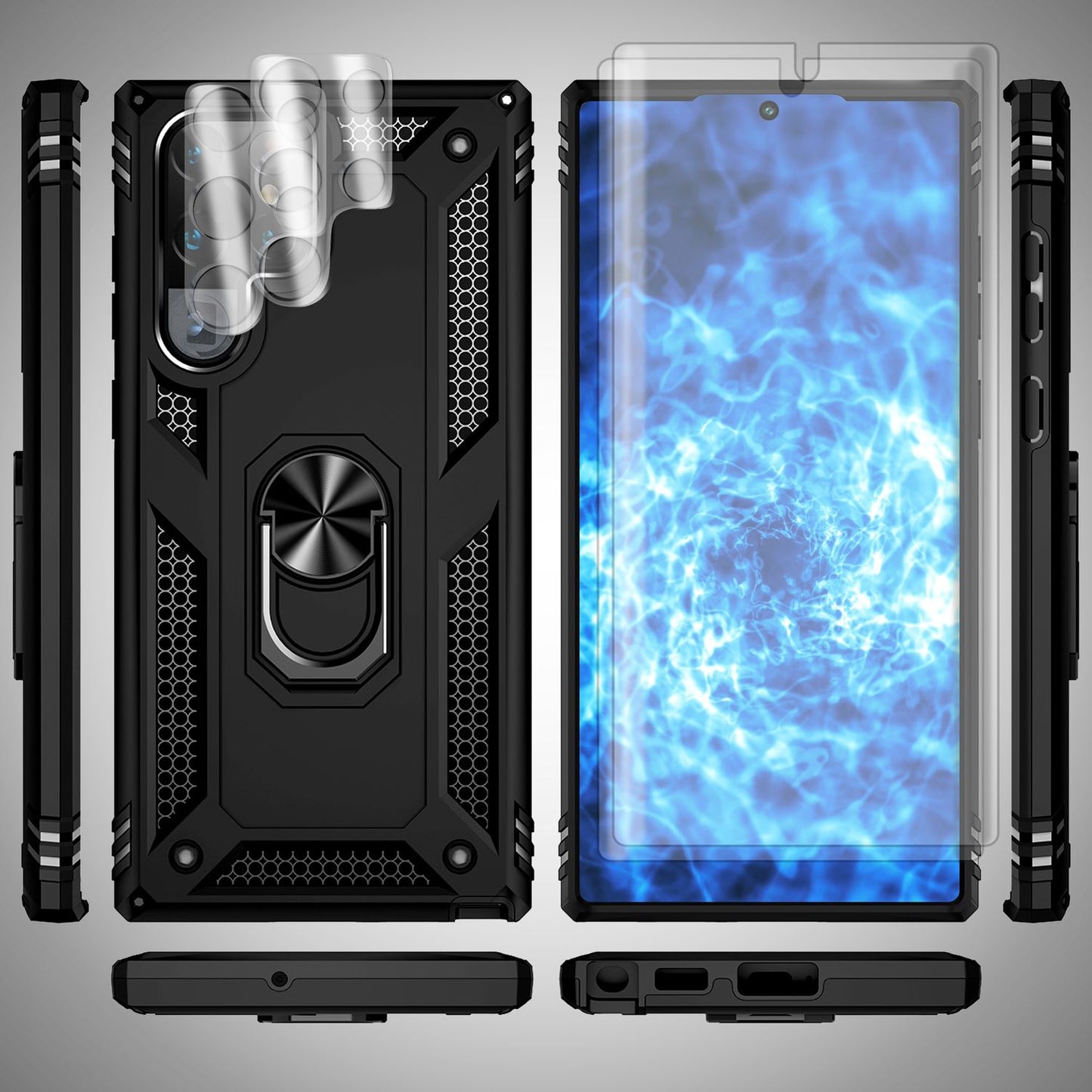 NALIA Panzerhülle für Samsung Galaxy S23 Ultra – Ring-Ständer 360° & Magnet-Halterung Kompatibel – RINGDEFEND (Stoßfestes Outdoor Case) – Marke aus Berlin