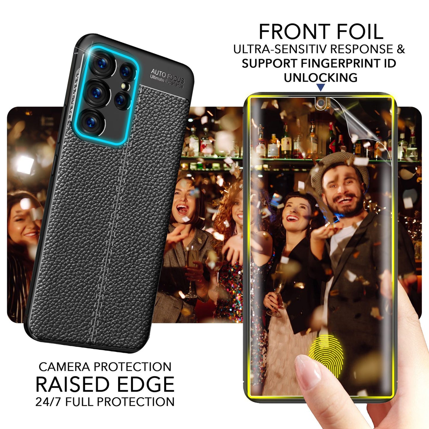 NALIA Leder-Optik Silikon Case für Samsung Galaxy S23 Ultra – Griffig & Matt – BARRON Handyhülle (Anti-Fingerprint, Stoßfest & Robust) – Marke aus Berlin