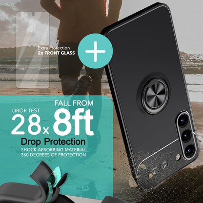 NALIA Ringhülle für Samsung Galaxy S23 – Ring-Ständer 360° & für Magnet-Halter – GRIP360 (Mattiertes Silikon Case) – Marke aus Berlin