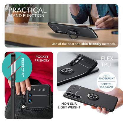 NALIA Ringhülle für Samsung Galaxy S23 – Ring-Ständer 360° & für Magnet-Halter – GRIP360 (Mattiertes Silikon Case) – Marke aus Berlin