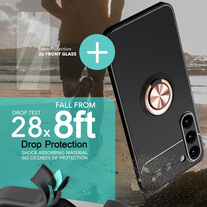 NALIA Ringhülle für Samsung Galaxy S23 Plus – Ring-Ständer 360° & für Magnet-Halter – GRIP360 (Mattiertes Silikon Case) – Marke aus Berlin