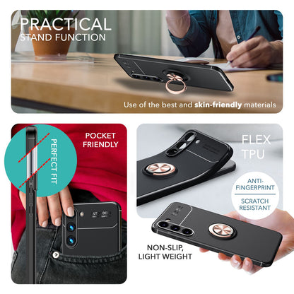 NALIA Ringhülle für Samsung Galaxy S23 Plus – Ring-Ständer 360° & für Magnet-Halter – GRIP360 (Mattiertes Silikon Case) – Marke aus Berlin