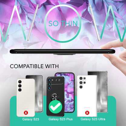 NALIA Ringhülle für Samsung Galaxy S23 Plus – Ring-Ständer 360° & für Magnet-Halter – GRIP360 (Mattiertes Silikon Case) – Marke aus Berlin