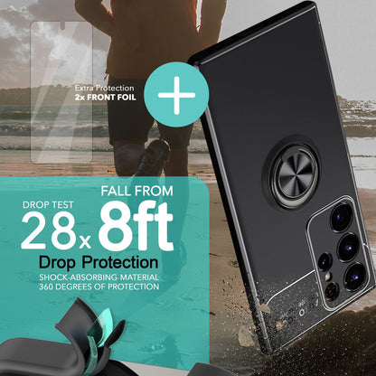 NALIA Ringhülle für Samsung Galaxy S23 Ultra – Ring-Ständer 360° & für Magnet-Halter – GRIP360 (Mattiertes Silikon Case) – Marke aus Berlin