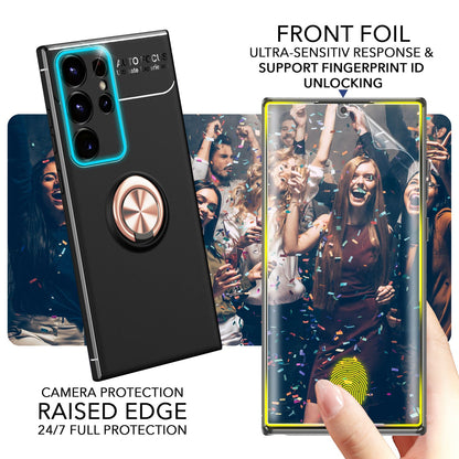 NALIA Ringhülle für Samsung Galaxy S23 Ultra – Ring-Ständer 360° & für Magnet-Halter – GRIP360 (Mattiertes Silikon Case) – Marke aus Berlin
