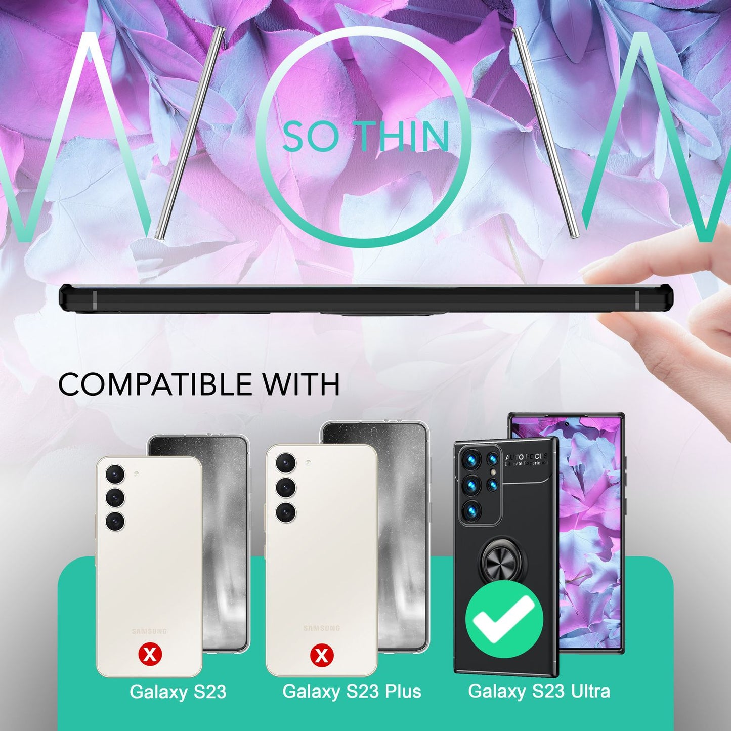 NALIA Ringhülle für Samsung Galaxy S23 Ultra – Ring-Ständer 360° & für Magnet-Halter – GRIP360 (Mattiertes Silikon Case) – Marke aus Berlin