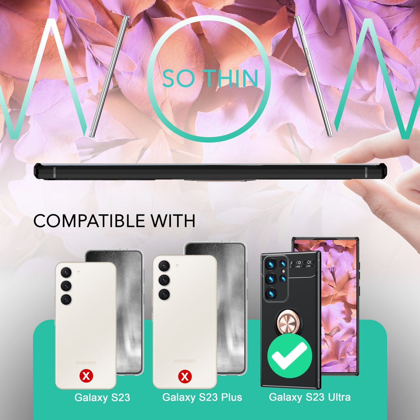 NALIA Ringhülle für Samsung Galaxy S23 Ultra – Ring-Ständer 360° & für Magnet-Halter – GRIP360 (Mattiertes Silikon Case) – Marke aus Berlin