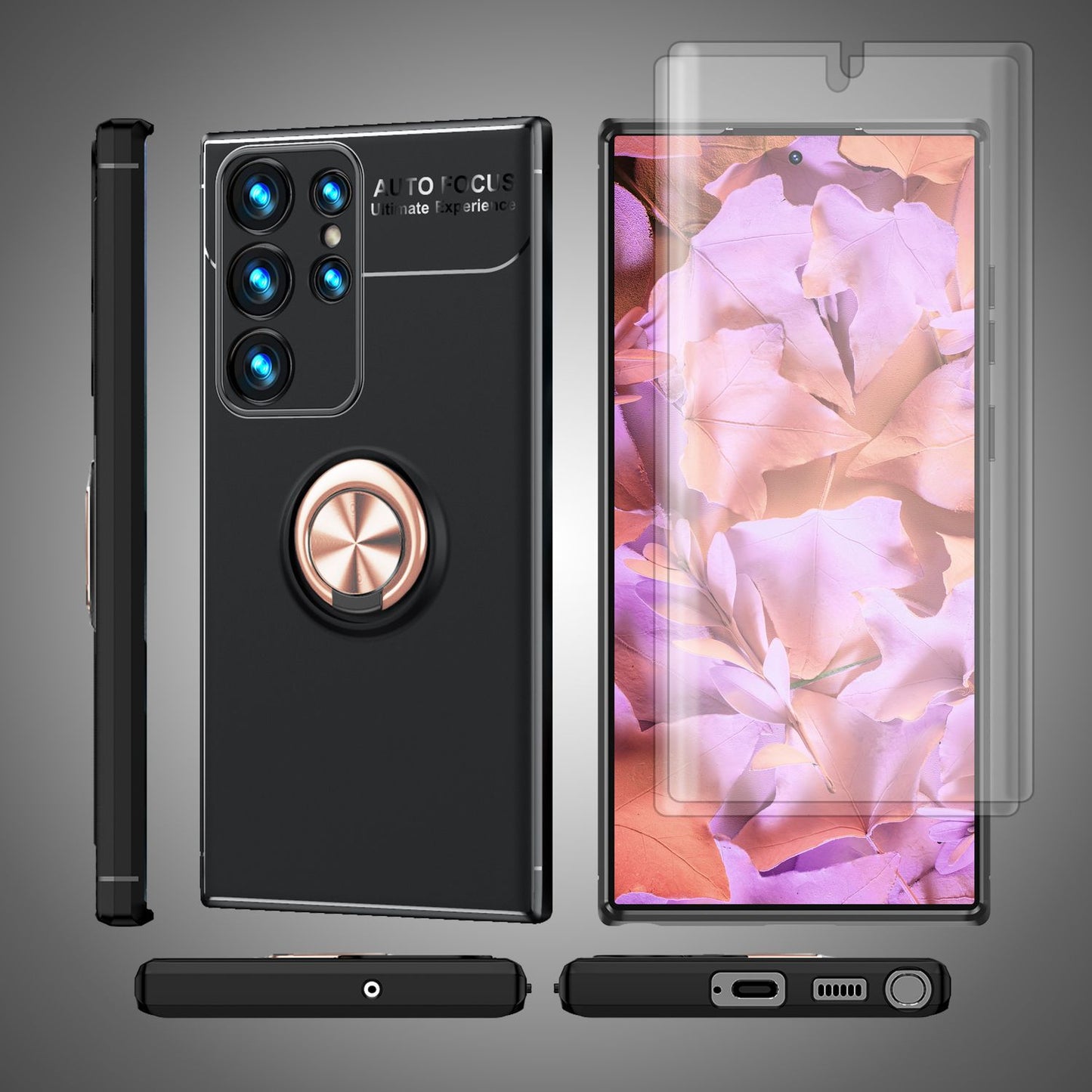 NALIA Ringhülle für Samsung Galaxy S23 Ultra – Ring-Ständer 360° & für Magnet-Halter – GRIP360 (Mattiertes Silikon Case) – Marke aus Berlin