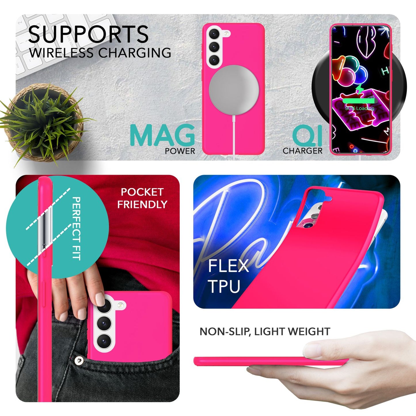 NALIA Neon Silikonhülle für Samsung Galaxy S23 – Soft-Touch & Signal-Neon – NEONSHOCK (Matte Schutzhülle) – Marke aus Berlin