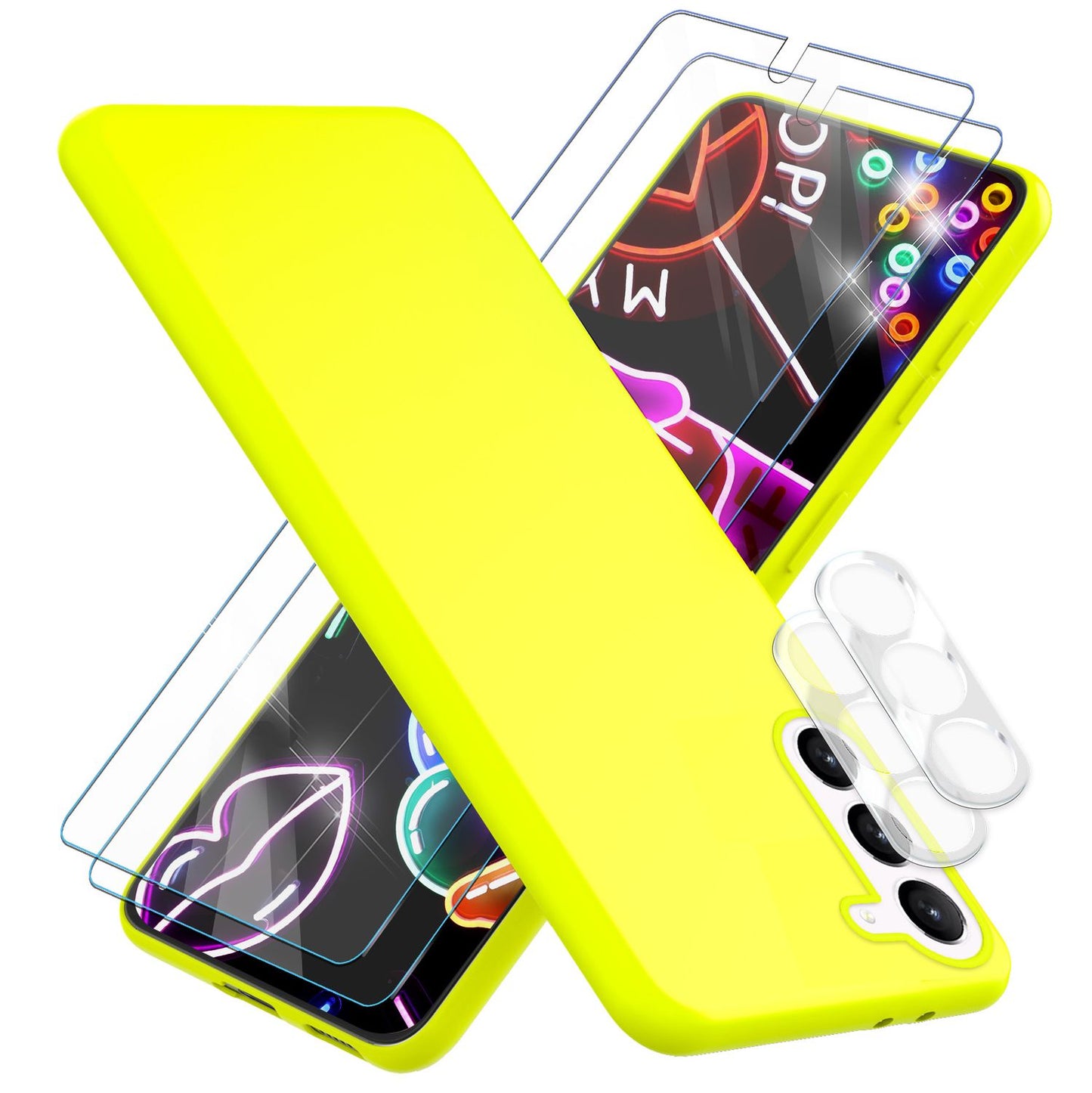 NALIA Neon Silikonhülle für Samsung Galaxy S23 – Soft-Touch & Signal-Neon – NEONSHOCK (Matte Schutzhülle) – Marke aus Berlin