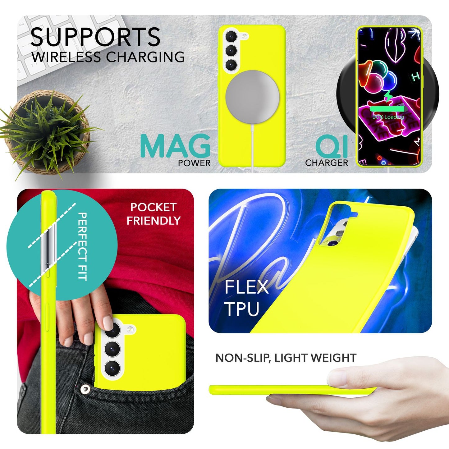 NALIA Neon Silikonhülle für Samsung Galaxy S23 – Soft-Touch & Signal-Neon – NEONSHOCK (Matte Schutzhülle) – Marke aus Berlin