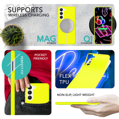 NALIA Neon Silikonhülle für Samsung Galaxy S23 – Soft-Touch & Signal-Neon – NEONSHOCK (Matte Schutzhülle) – Marke aus Berlin