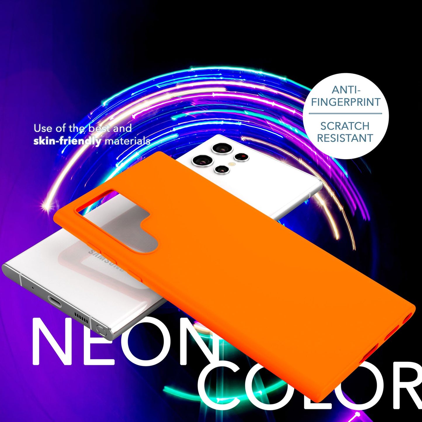 NALIA Neon Silikonhülle für Samsung Galaxy S23 Ultra – Soft-Touch & Signal-Neon – NEONSHOCK (Matte Schutzhülle) – Marke aus Berlin