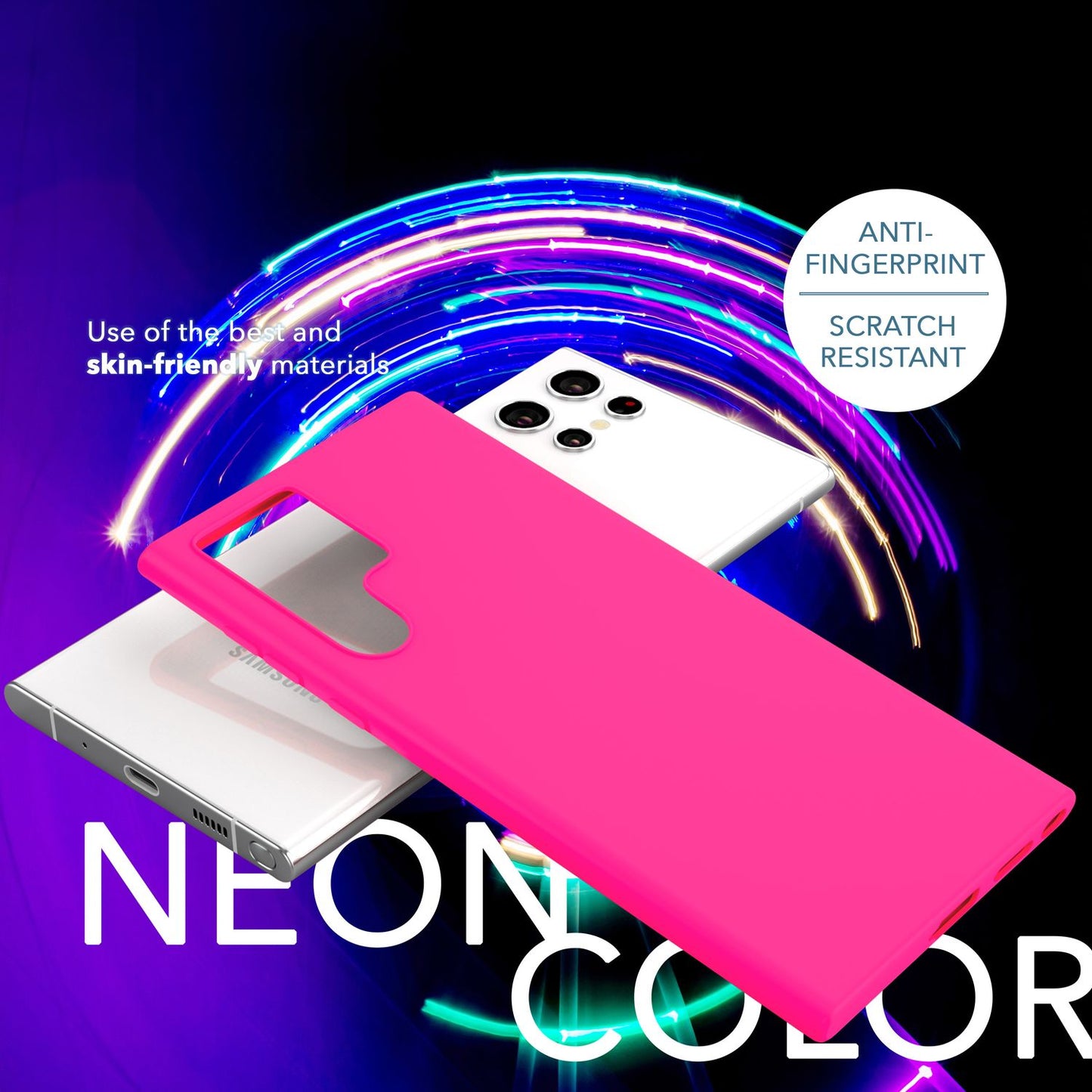 NALIA Neon Silikonhülle für Samsung Galaxy S23 Ultra – Soft-Touch & Signal-Neon – NEONSHOCK (Matte Schutzhülle) – Marke aus Berlin