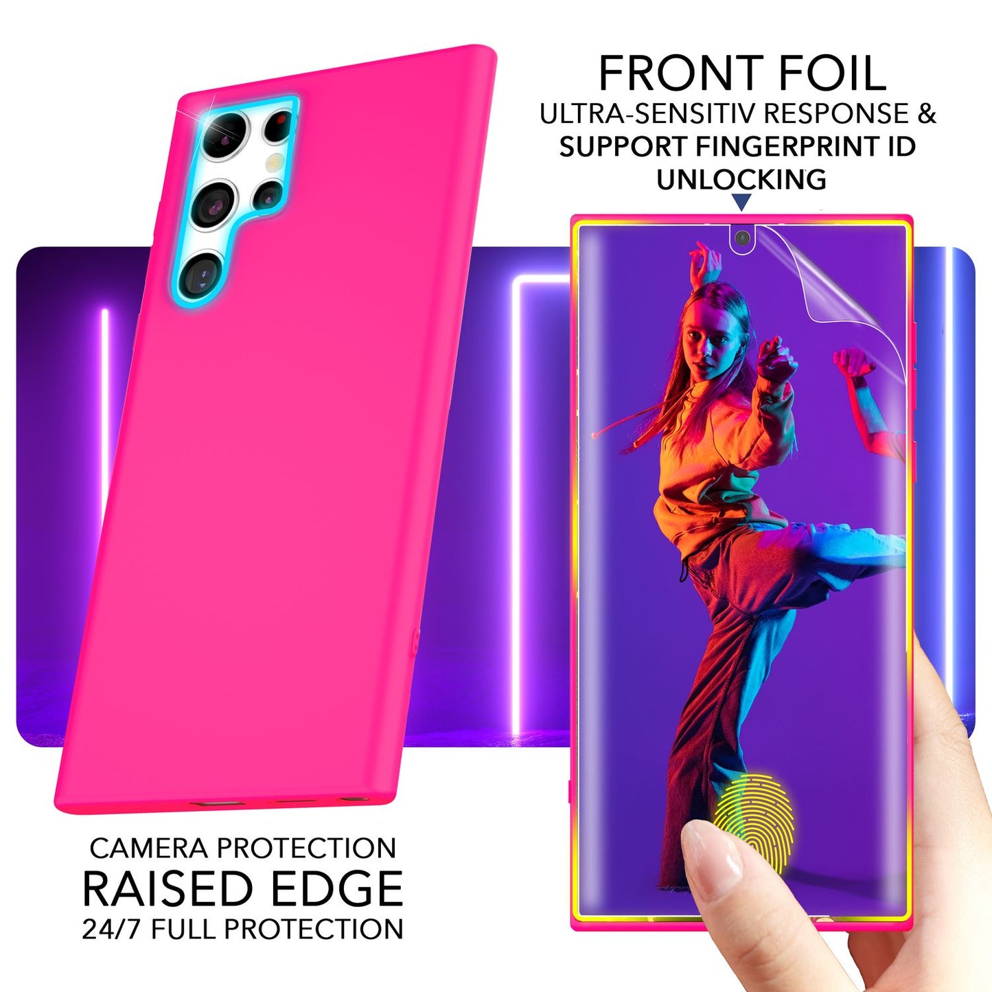 NALIA Neon Silikonhülle für Samsung Galaxy S23 Ultra – Soft-Touch & Signal-Neon – NEONSHOCK (Matte Schutzhülle) – Marke aus Berlin