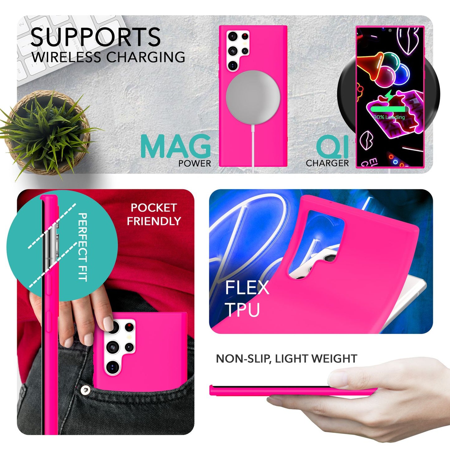 NALIA Neon Silikonhülle für Samsung Galaxy S23 Ultra – Soft-Touch & Signal-Neon – NEONSHOCK (Matte Schutzhülle) – Marke aus Berlin