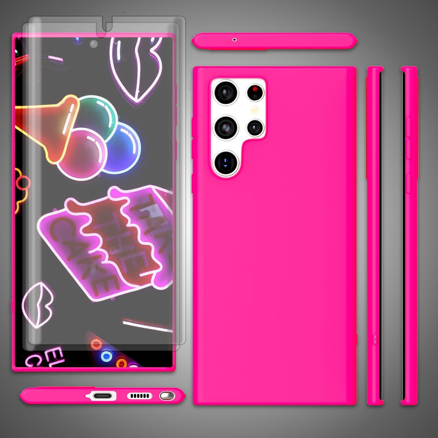 NALIA Neon Silikonhülle für Samsung Galaxy S23 Ultra – Soft-Touch & Signal-Neon – NEONSHOCK (Matte Schutzhülle) – Marke aus Berlin