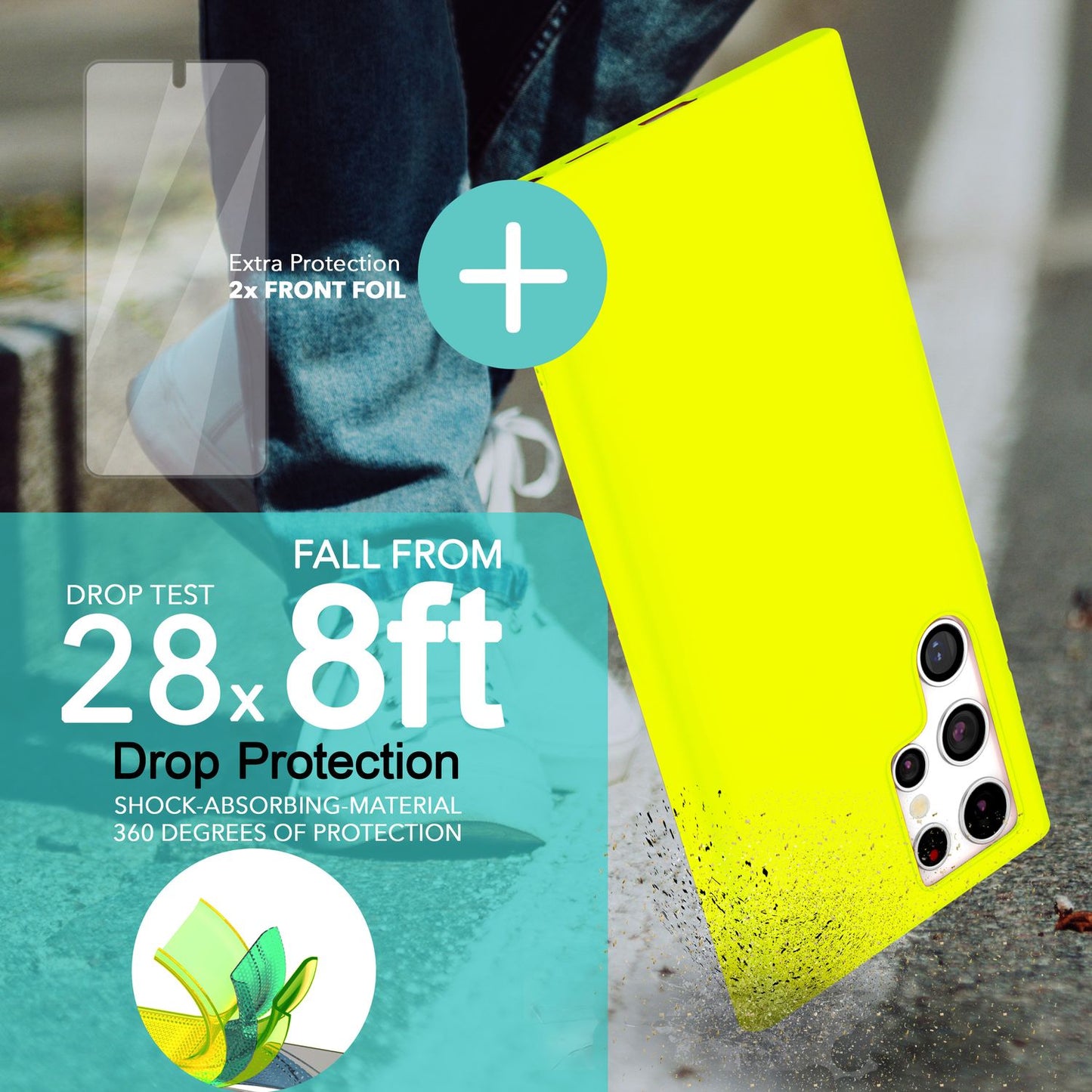 NALIA Neon Silikonhülle für Samsung Galaxy S23 Ultra – Soft-Touch & Signal-Neon – NEONSHOCK (Matte Schutzhülle) – Marke aus Berlin